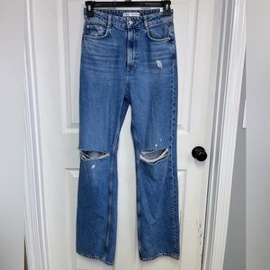 Zara jeans High rise straight leg Size 6 tall distressed NWT